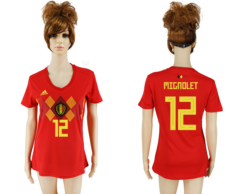 Maillot de femmes par cher Belgium #12 MIGNOLET  2018 FIFA World